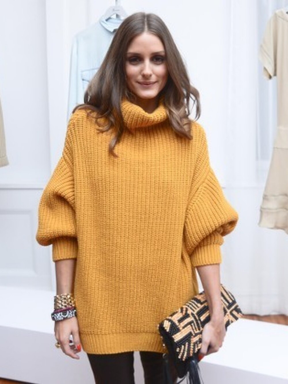Elin Kling Guess Marciano Wool Joanna Turtleneck Oversized Sweater Mustard S